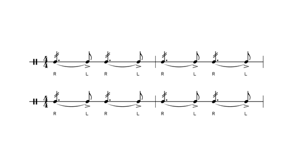 Seven-Stroke Roll drum rudiment notation
